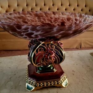 Elegant Jay Strongwater "Bloom" Lily Stand w/Glass Bowl